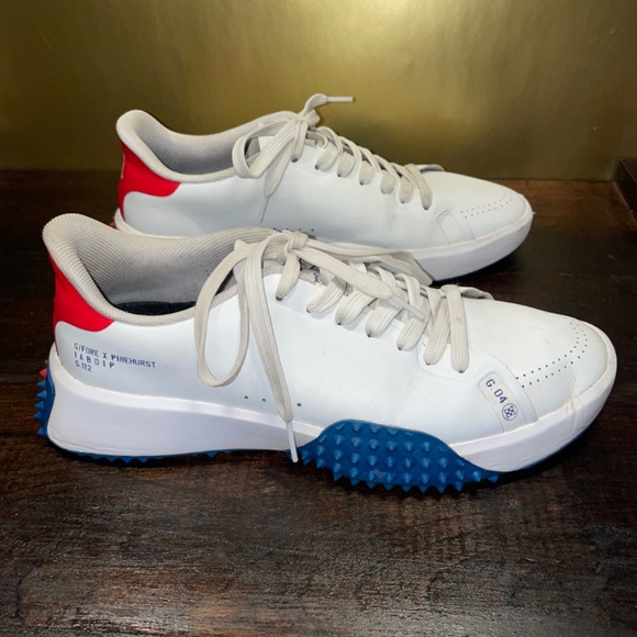 Golf G/Fore X Pinehurst G.112 White Blue Red Golfing Waterproof Shoe Sz 7.5 - Picture 4 of 12